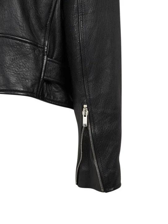 Saint Laurent   Belted leather zip-up jacket 
