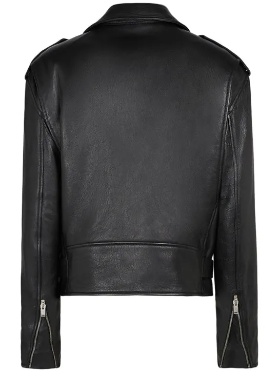 Saint Laurent   Belted leather zip-up jacket 