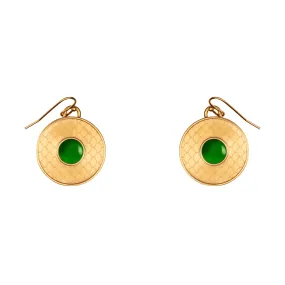 Salamander Cabochon Emerald & Gold Earrings