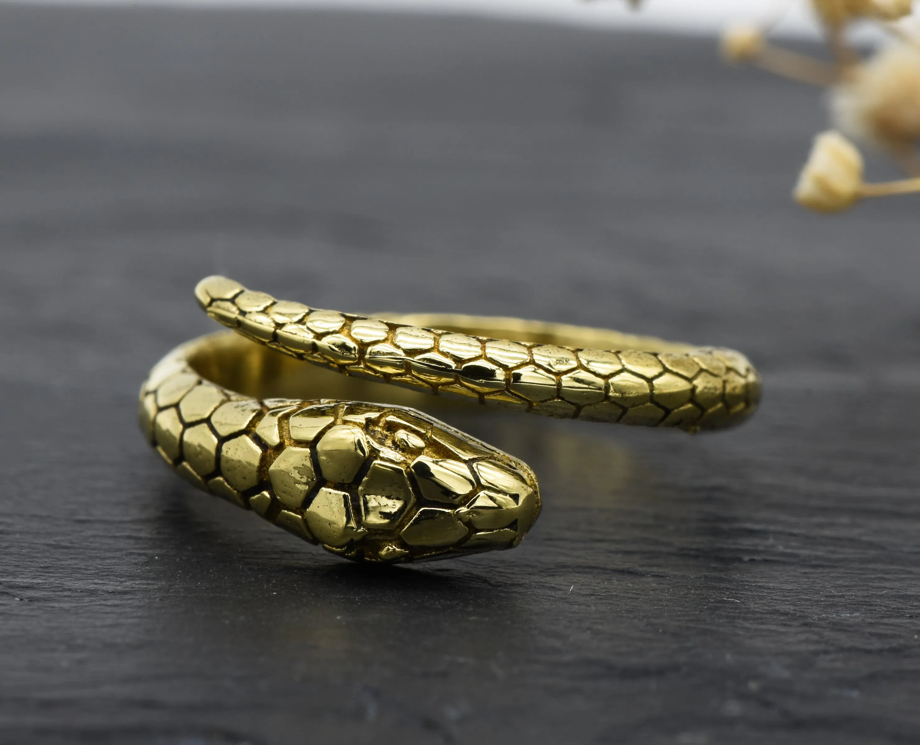 Schlangen Ring Seraphina | Messing | Verstellbar | Snake Ring