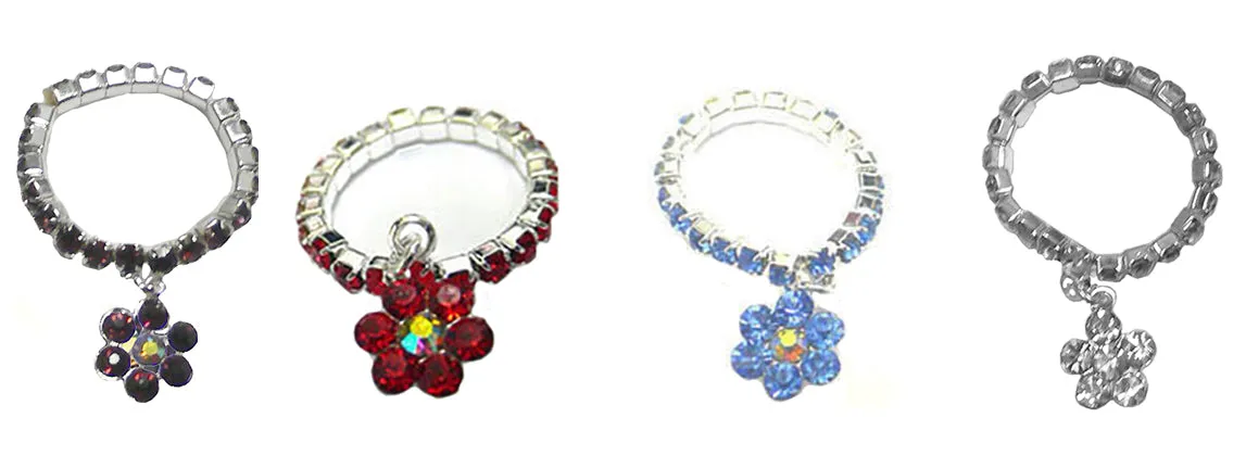 Set of 4 Toe Ring Sparkly Rhinestones U800150-1007-4