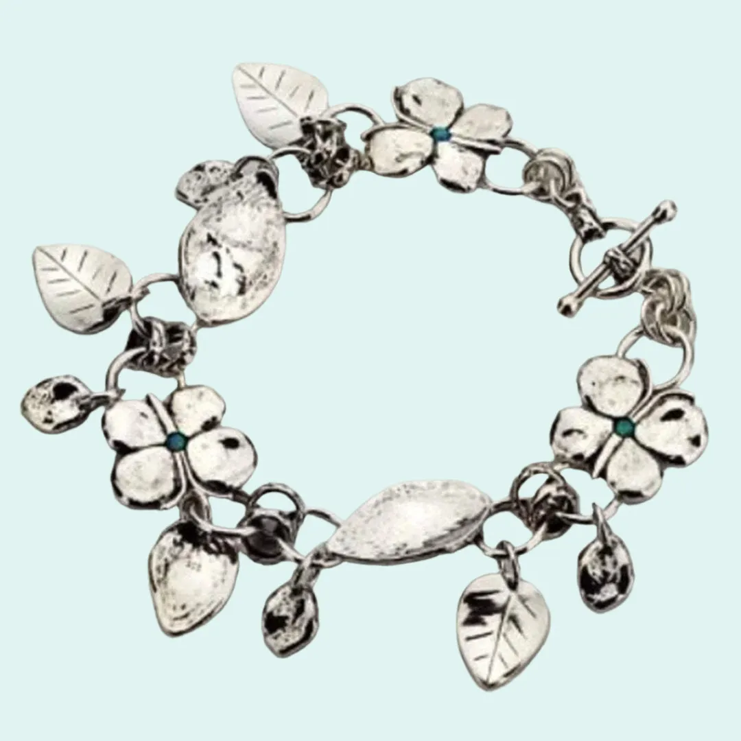 Silver Bracelets Israeli bracelets floral bracelet Boho jewelry flower