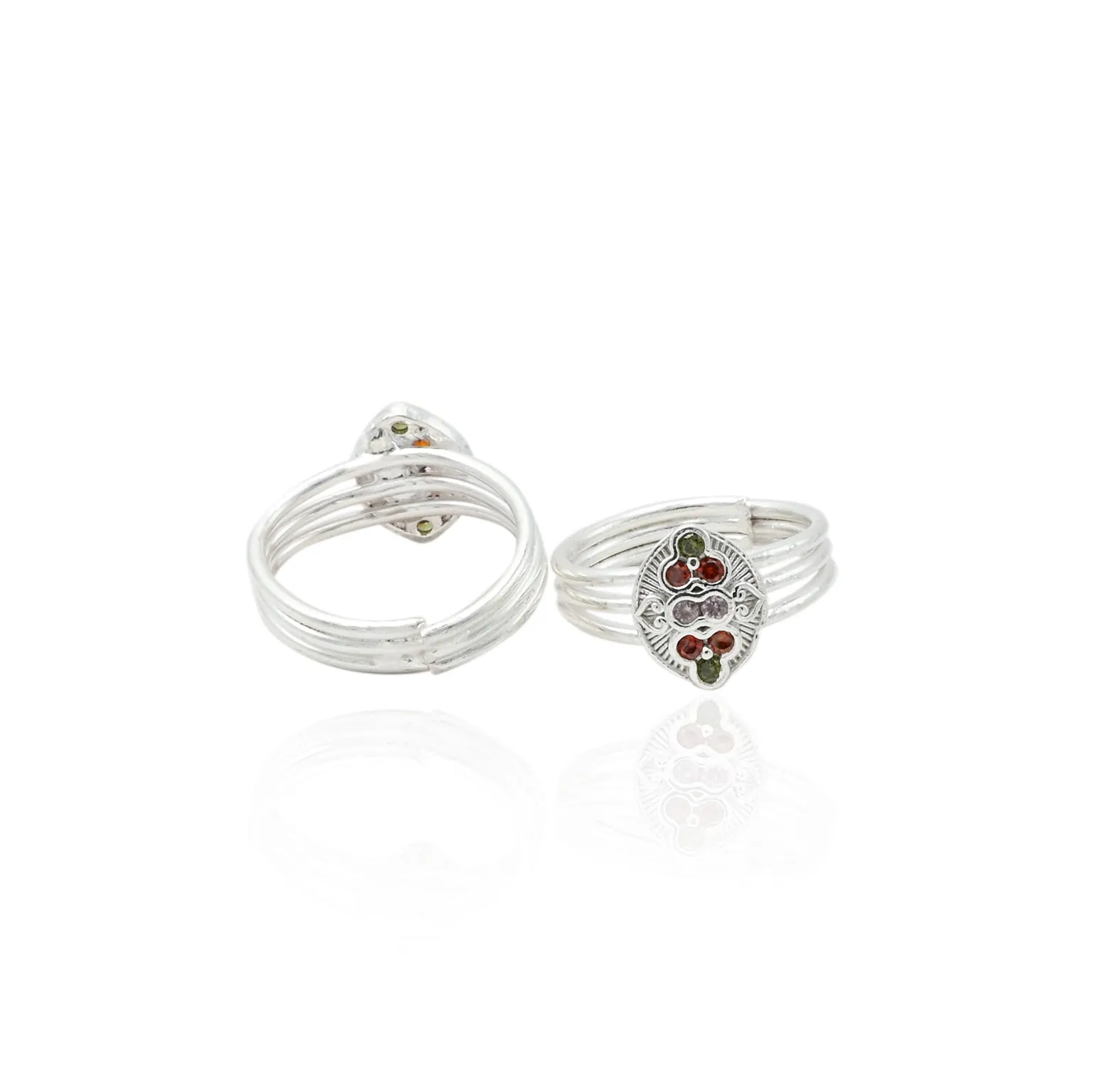 Silver Radiant Minimal Gems Toe Rings