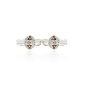 Silver Radiant Minimal Gems Toe Rings