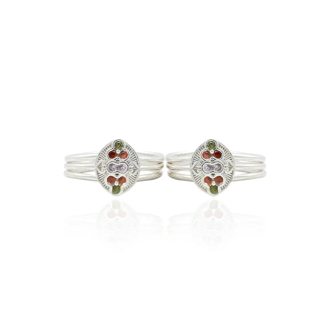 Silver Radiant Minimal Gems Toe Rings