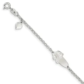 Silver Teddy Bear Baby Engraveable ID Bracelet
