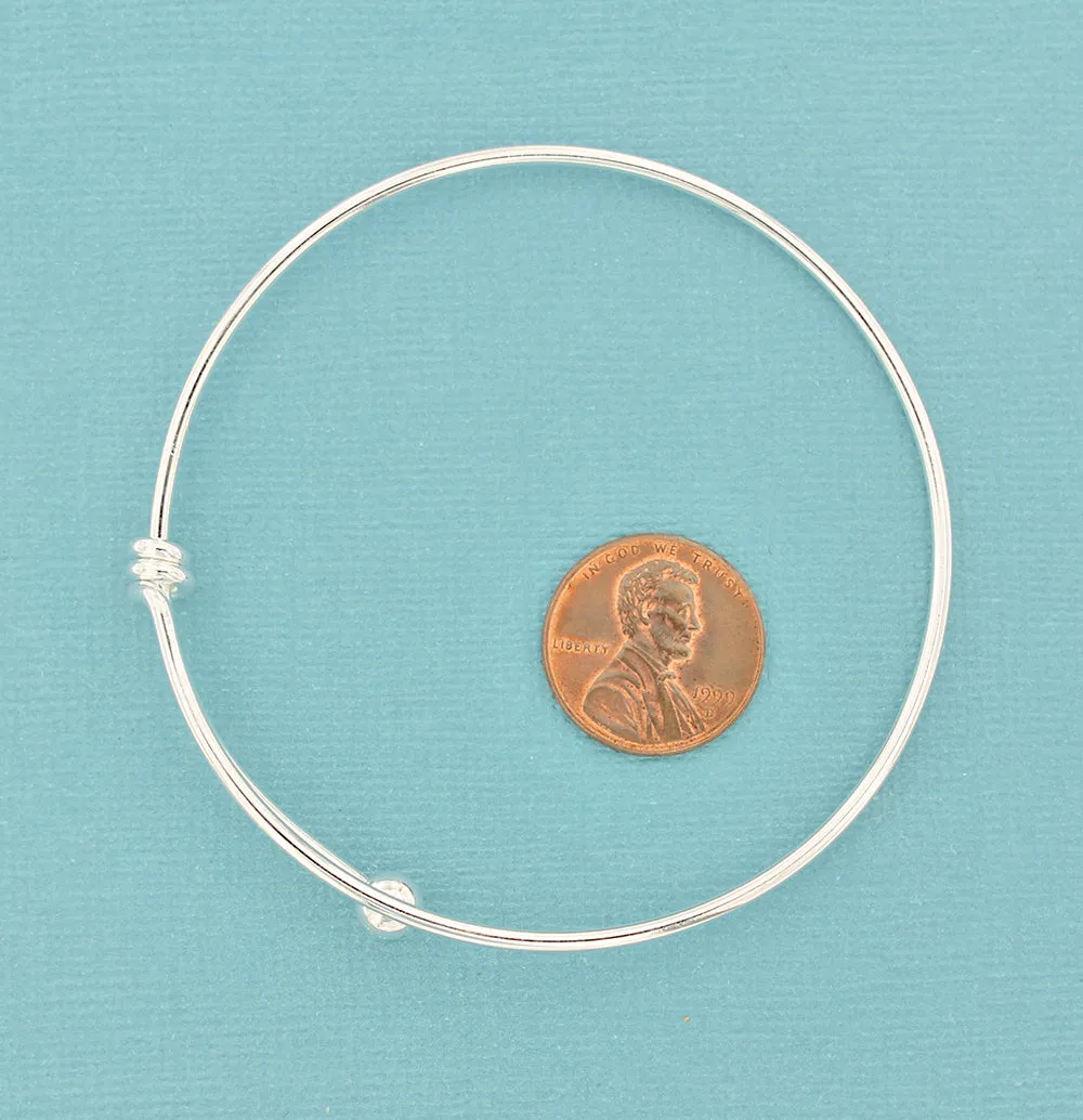 Silver Tone Brass Adjustable Bangle - 65mm - 1 Bangle - N571