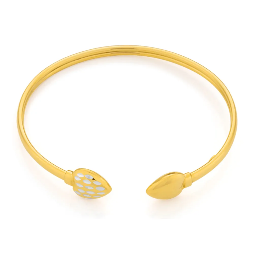 Silverfilled 9ct Yellow Gold Diamond-Cut Flex Heart Bangle