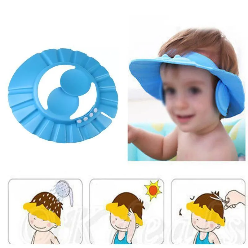 Soft Bathing Baby Shower Cap Wash Hair For Children Baby Eye Ear Protector Adjustable Bathing Shower