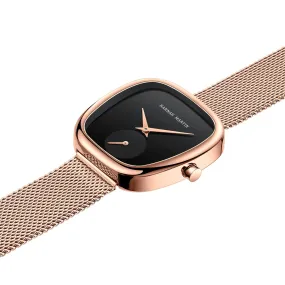 Stainless Steel Milan Mesh Quartz Watch Creative Two-Pin Half Tonneau Design