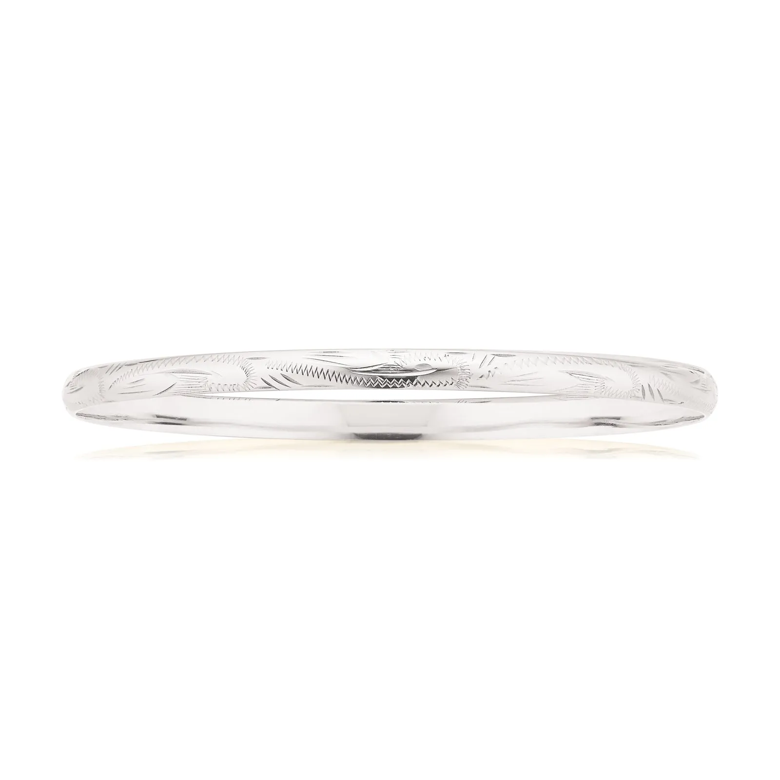 Sterling Silver 63x4m Engraved Half Round Bangle