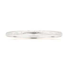 Sterling Silver 63x4m Engraved Half Round Bangle