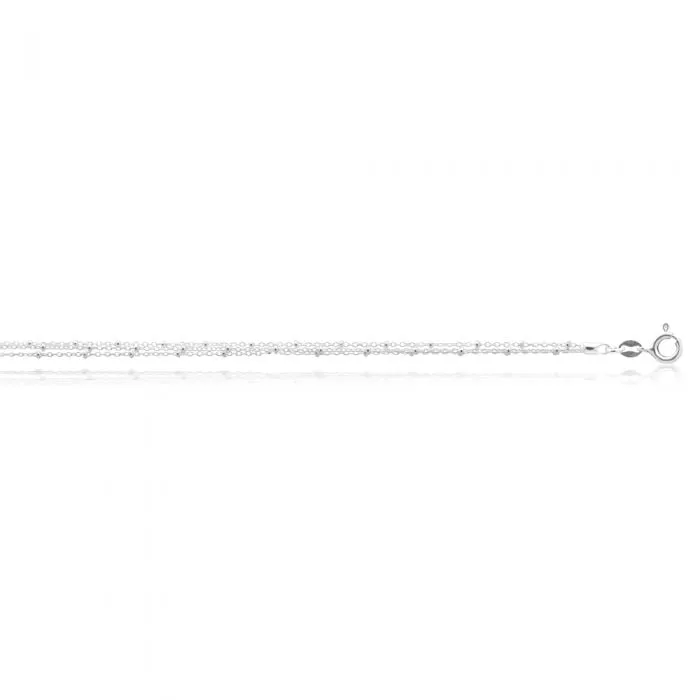 Sterling Silver Beaded Double Link 25cm Extender Anklet