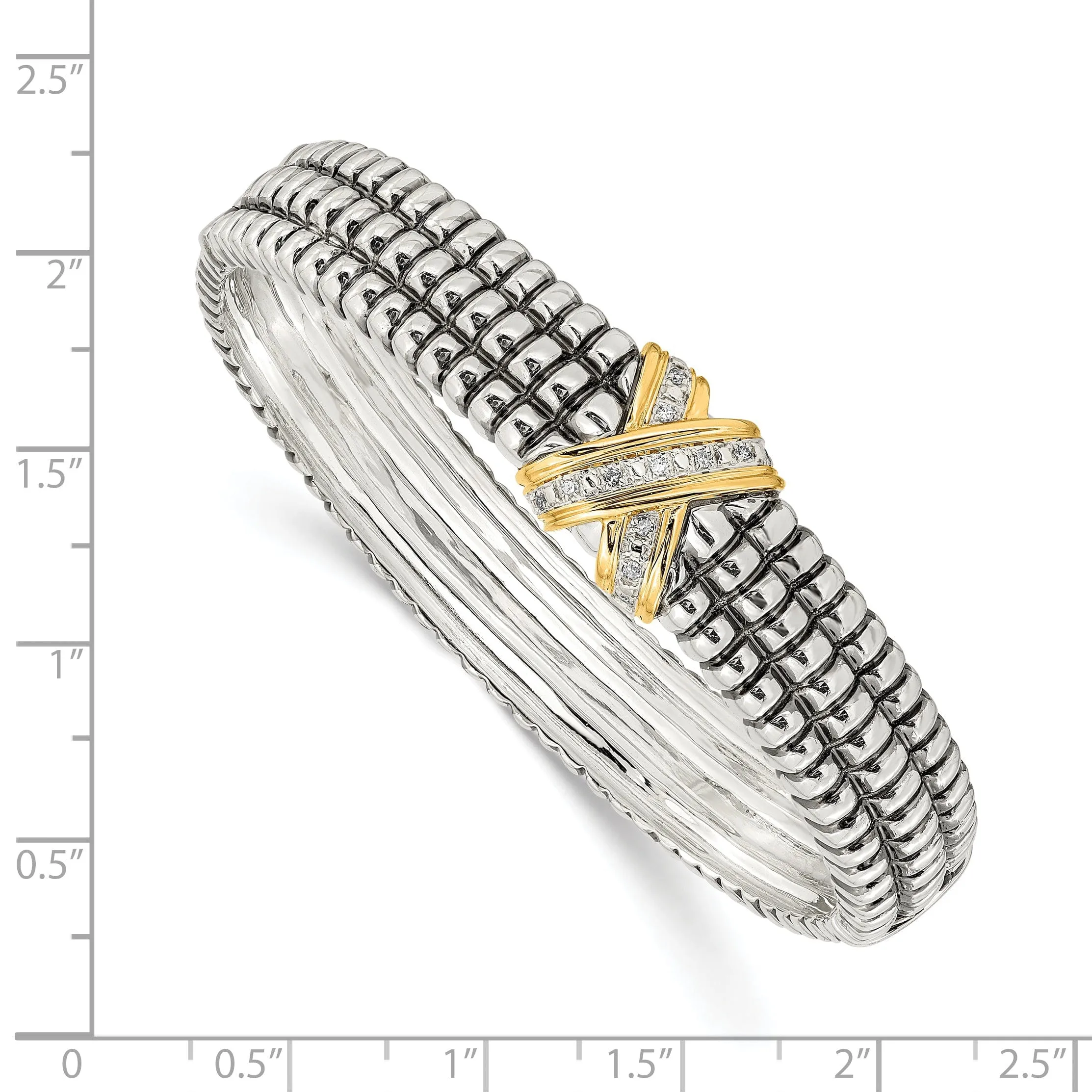 Sterling Silver Gold Diamond Bangle Bracelet