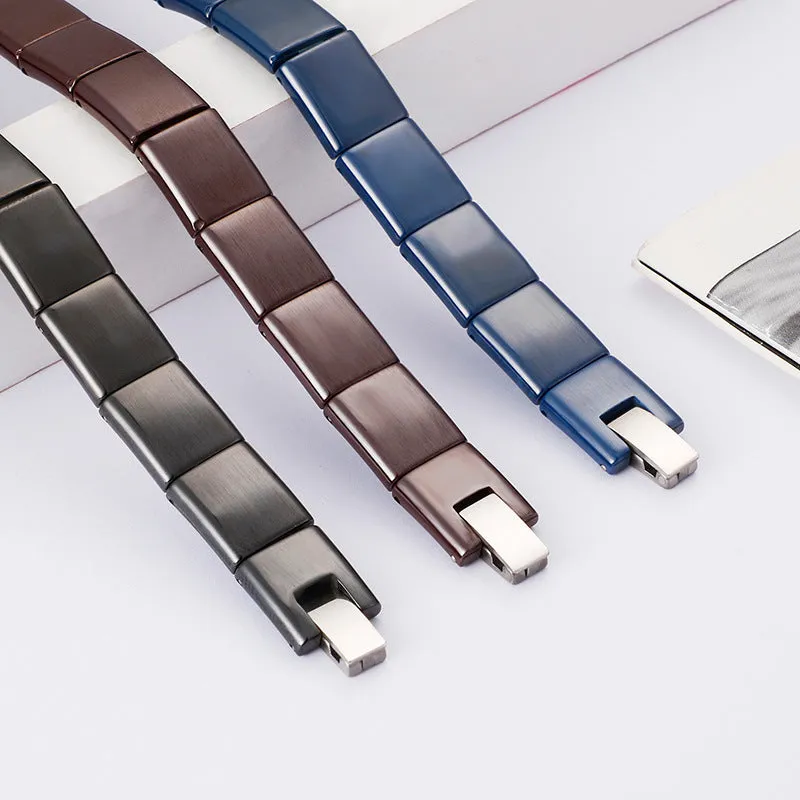 Stylish Titanium Steel Multi-Color Ceramic Magnet Bracelet for Men and Women Couples