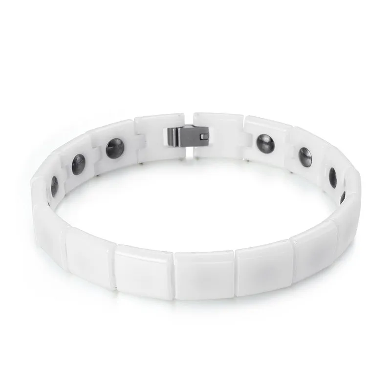 Stylish Titanium Steel Multi-Color Ceramic Magnet Bracelet for Men and Women Couples