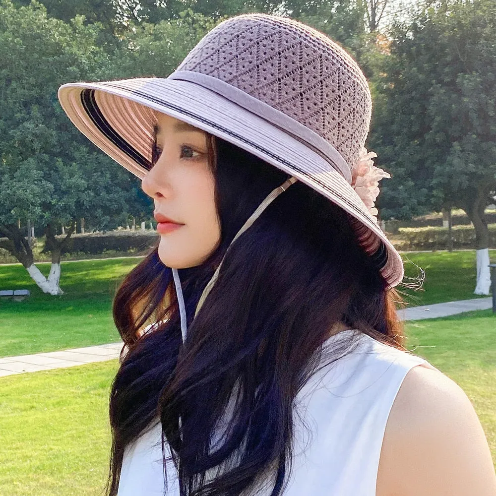 Summer Hats For Women Fashion Flowers Design Straw Hat  Sun Hat Travel Beach Hat