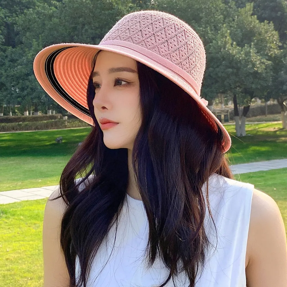 Summer Hats For Women Fashion Flowers Design Straw Hat  Sun Hat Travel Beach Hat