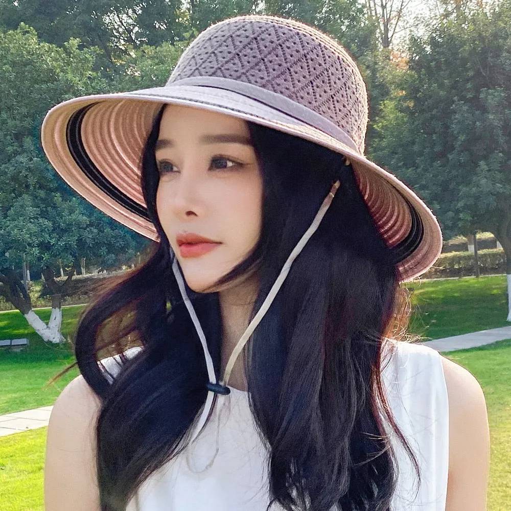 Summer Hats For Women Fashion Flowers Design Straw Hat  Sun Hat Travel Beach Hat