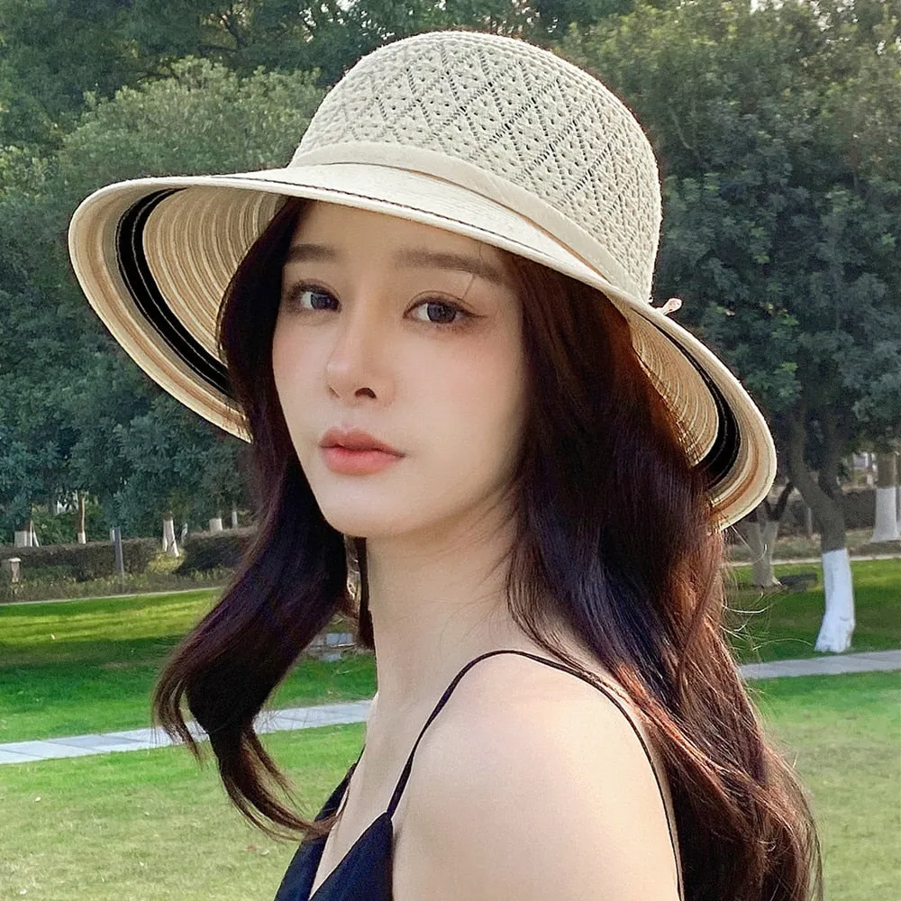 Summer Hats For Women Fashion Flowers Design Straw Hat  Sun Hat Travel Beach Hat