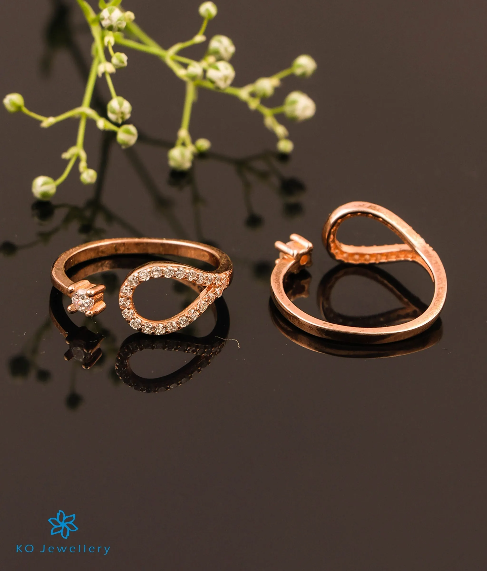 The Margarita Silver Rosegold Toe-Rings  (Front open)