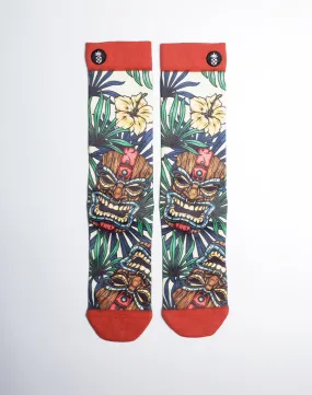Tiki Tribe Floral Printed Multicolor Crew Socks