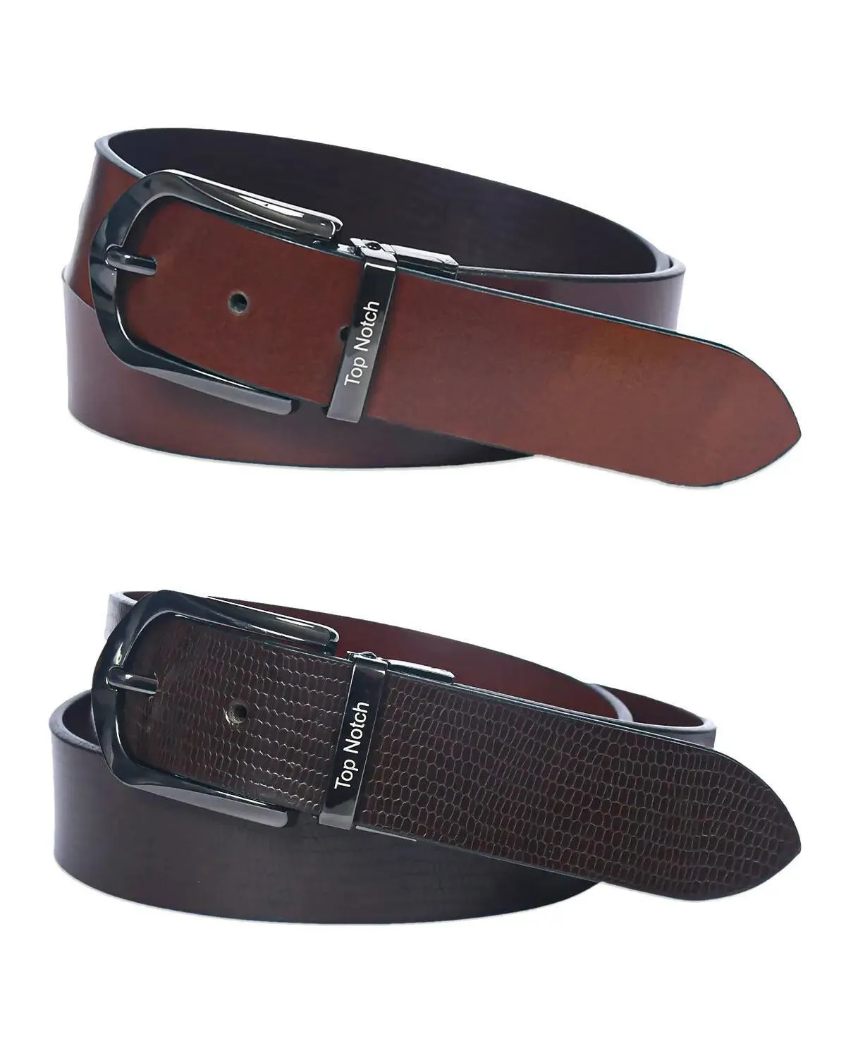 Top Notch Leather Belt for Men Colour - Brown / Tan Reversible Italian Belt (SKU TP0011)