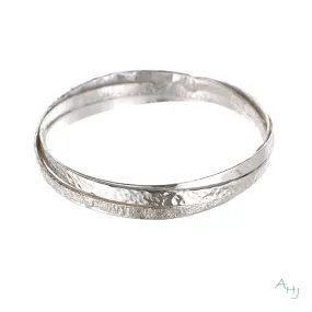 Triple Band Silver Bangle