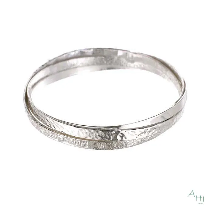 Triple Band Silver Bangle