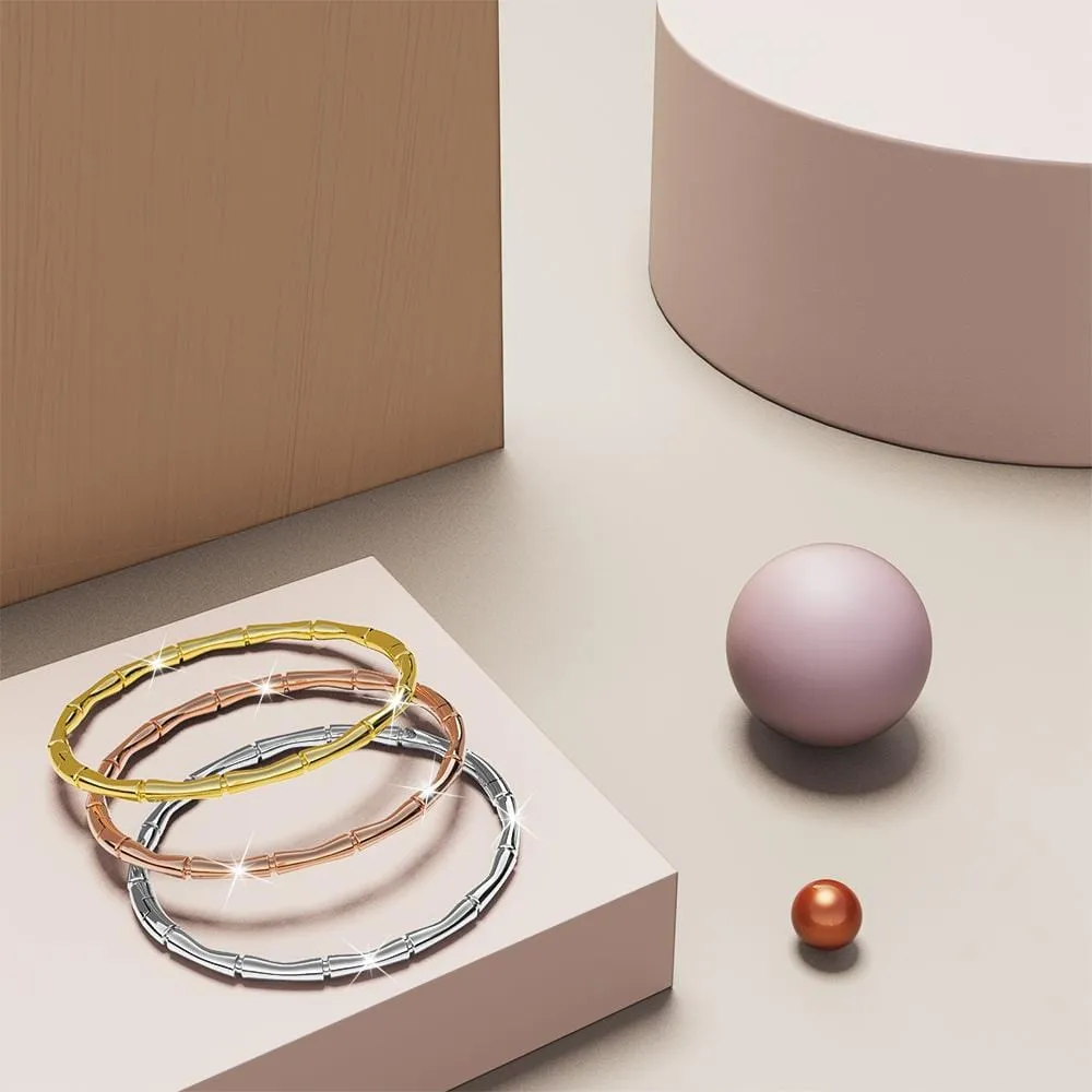 Trunket Bamboo Design Stainless Steel Bangle in Gold