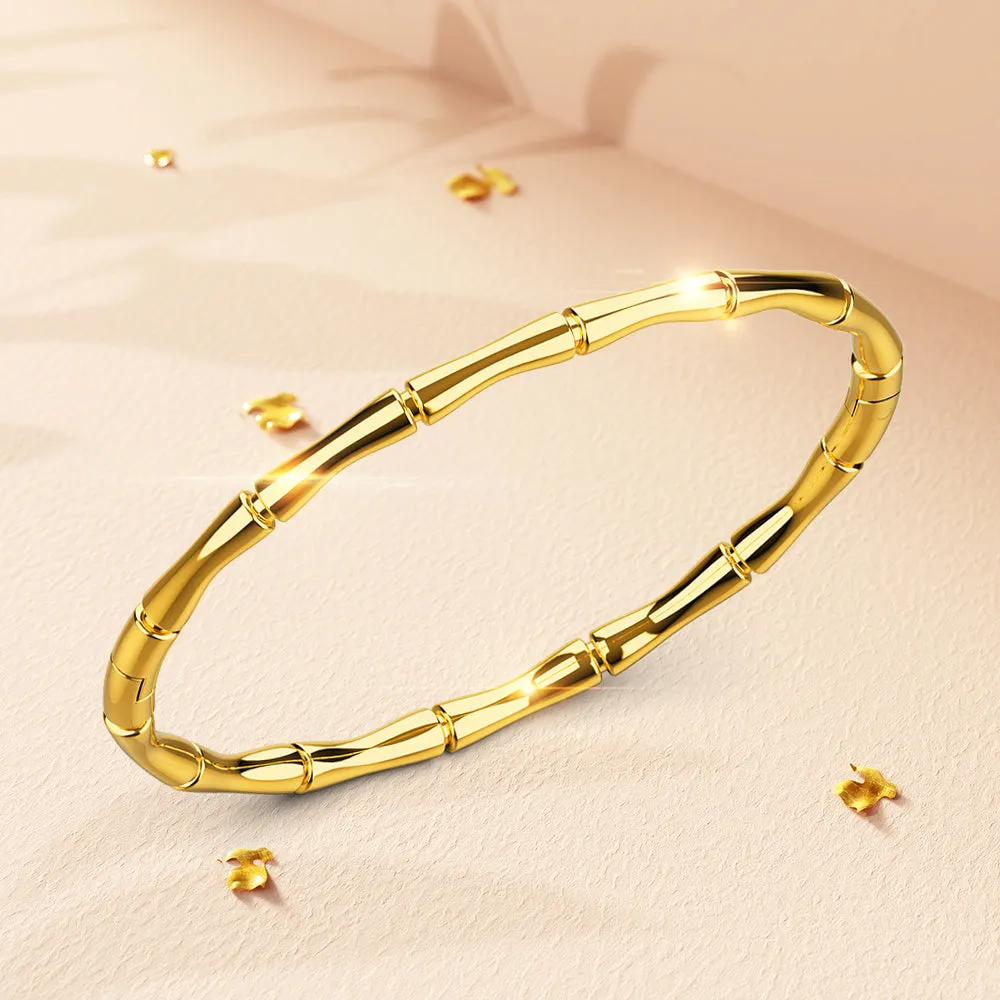Trunket Bamboo Design Stainless Steel Bangle in Gold