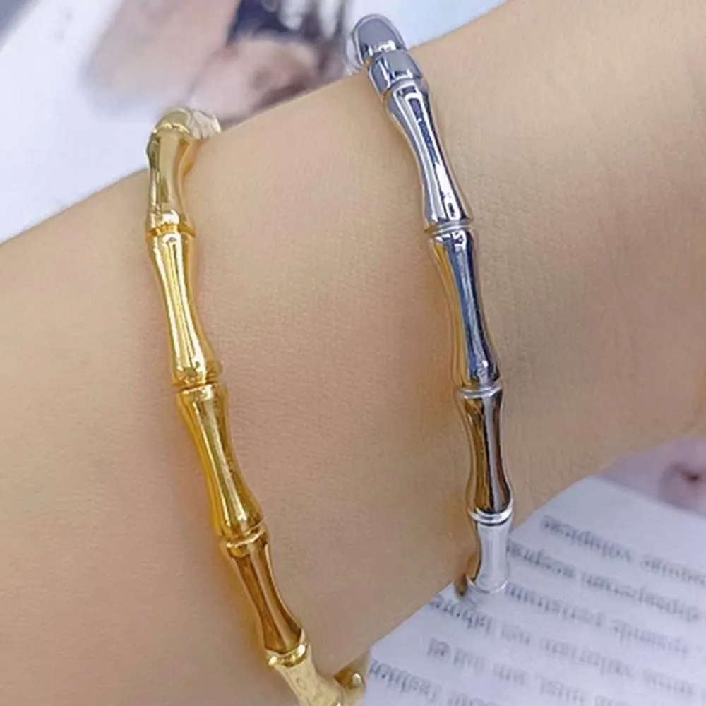 Trunket Bamboo Design Stainless Steel Bangle in Gold