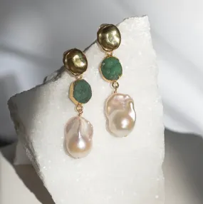 TS May Emerald x Pearl Earrings