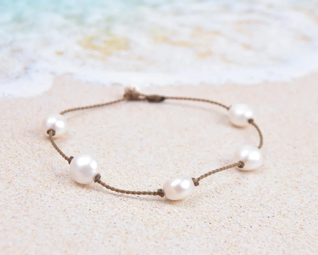 Tula Blue Princess White Pearl Baroque Anklet