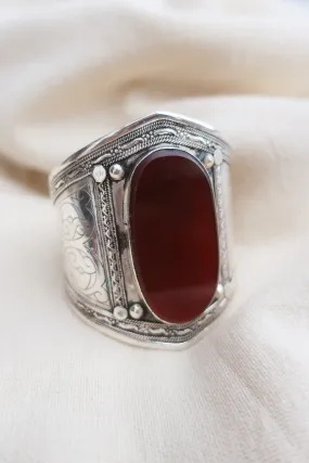 Turkish Silver Plated Brass Bangle with Carnelian