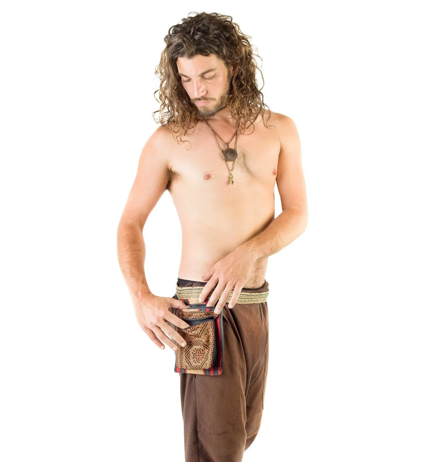 Unisex Handmade Vegan Embroidered Pocket Belt Hip Bag with two Compartments Festival Rave Gypsy One of a kind Rave Goa Passport pouch AJJAYA