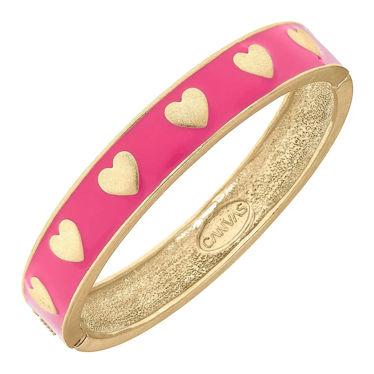 Valentine's Heart Hinge Bangle - Fuchsia