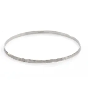 Vintage Italian 18K White Gold Bangle Bracelet with Rectangular Etching