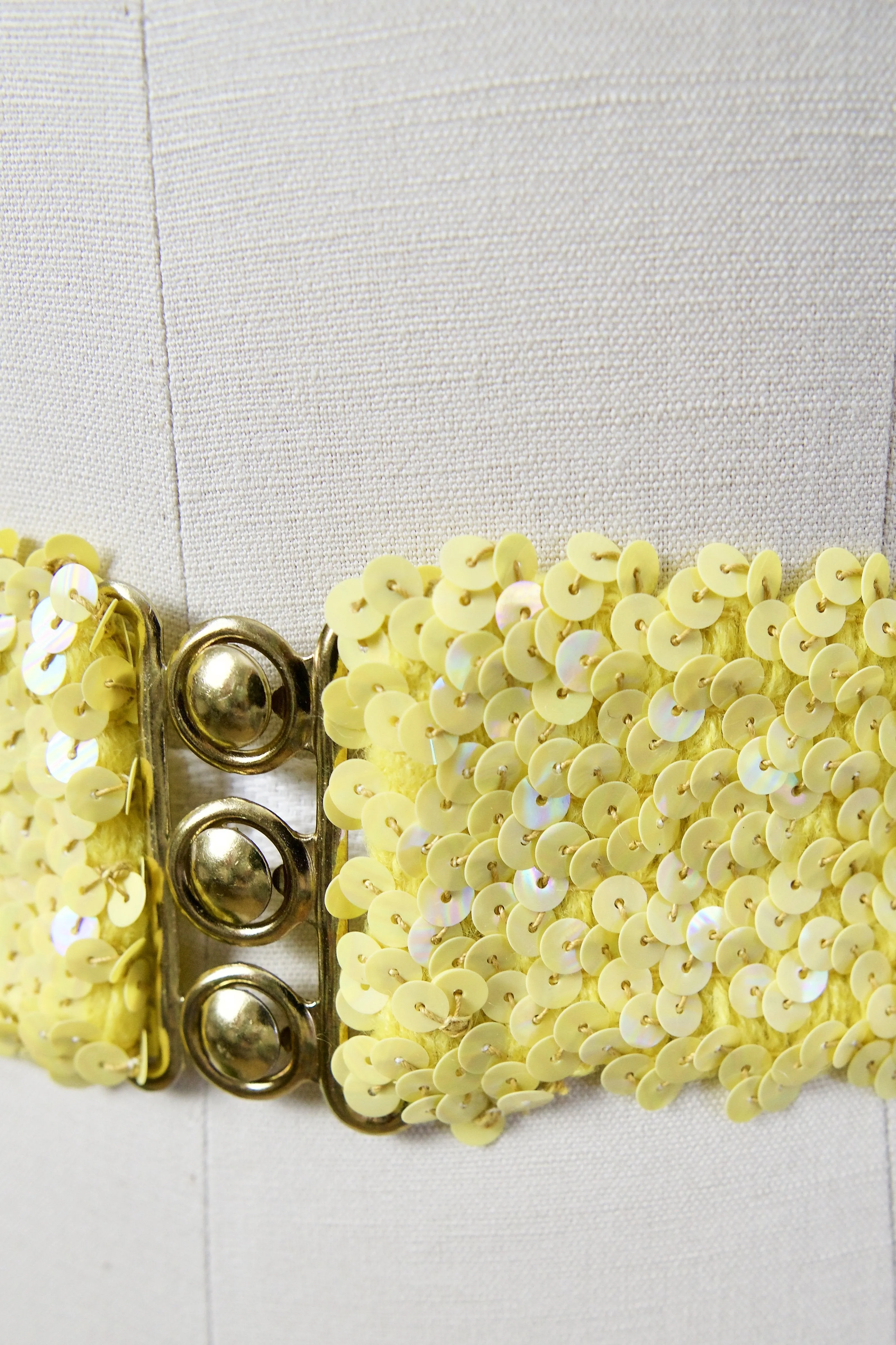 Vintage Yellow Sequin Stretch Disco Belt