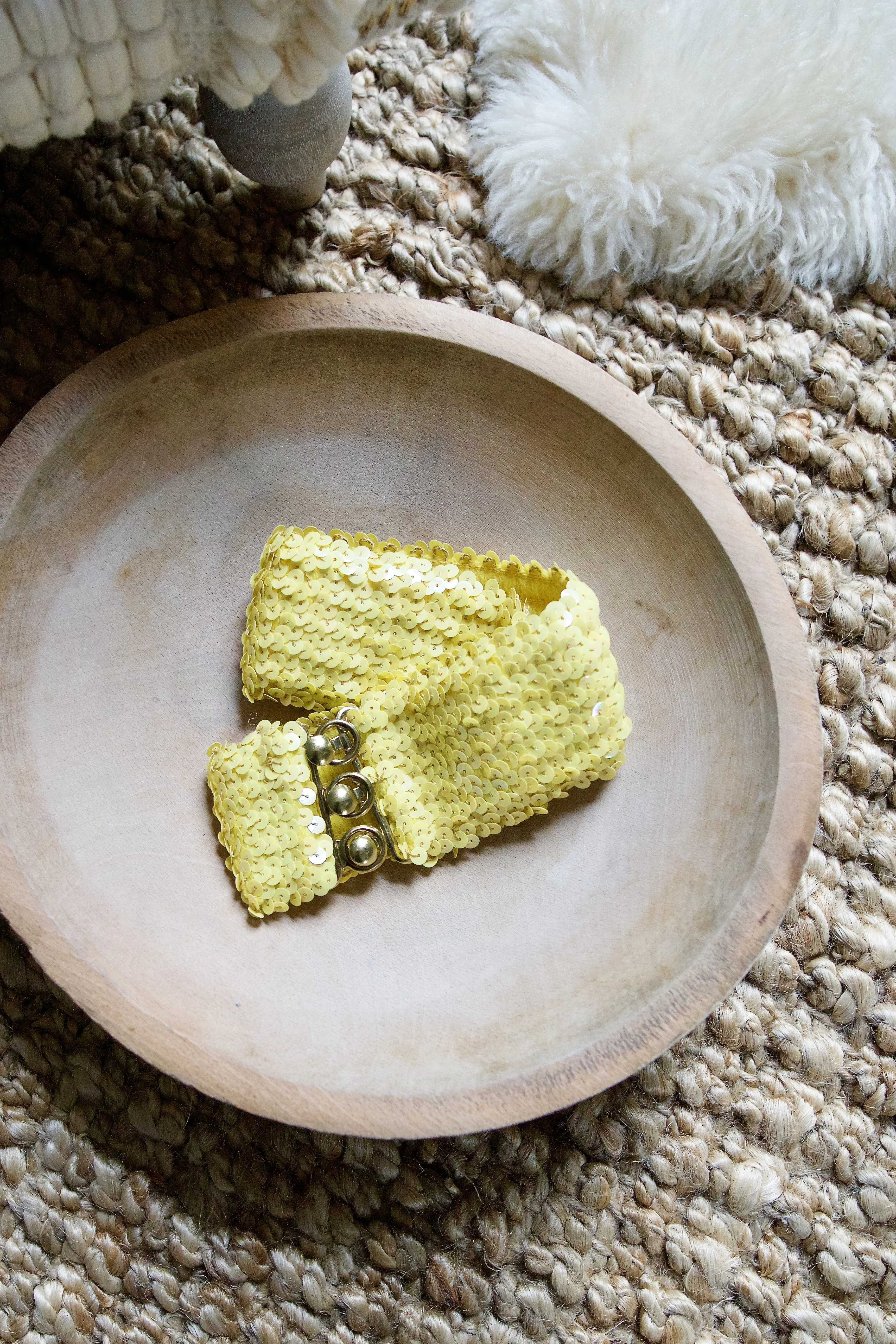 Vintage Yellow Sequin Stretch Disco Belt