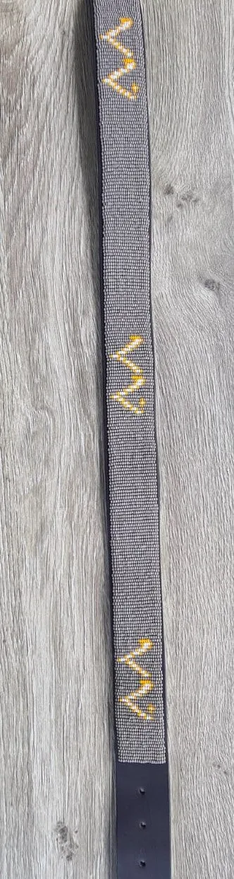 W Family Logo (Light Grey) Beaded Leather Belt
