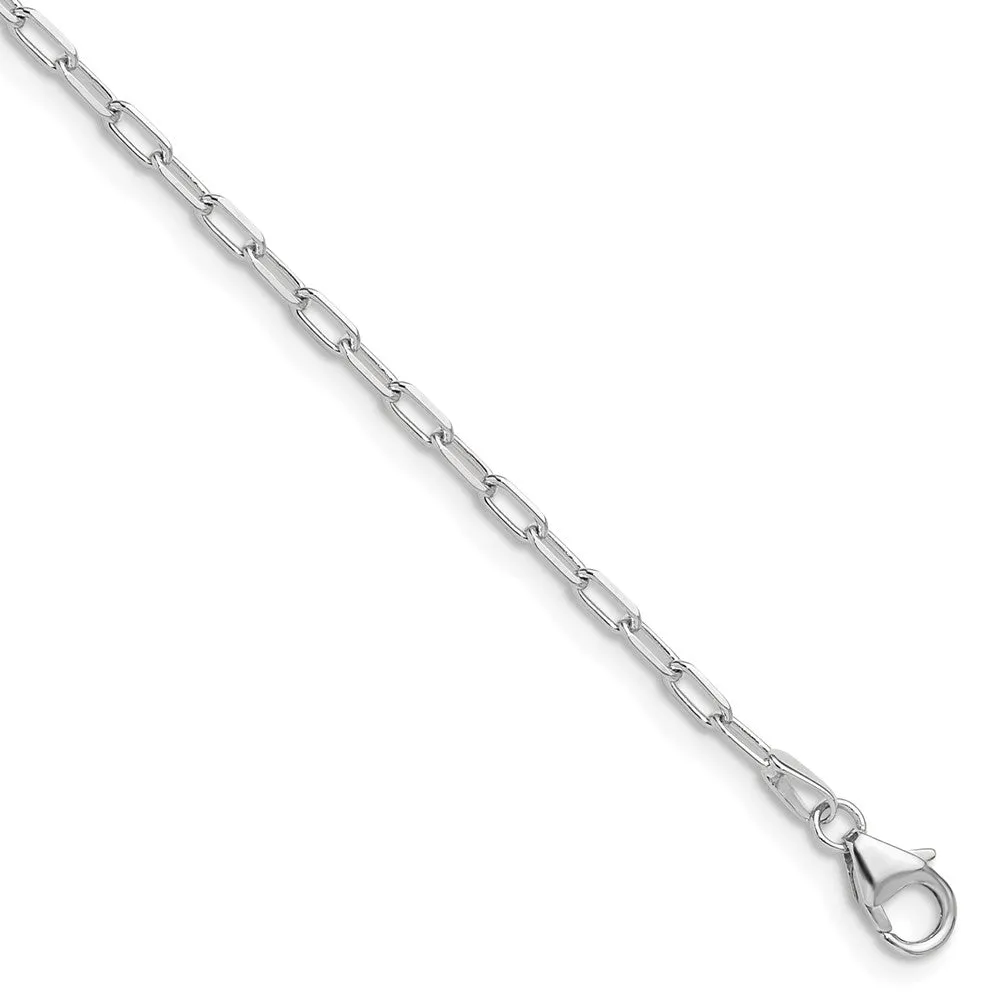White Gold Leslie's 14k 2.2mm 8 Inches Long Solid Beveled Diamond Cut Paperclip Chain Bracelet Model-7355-8