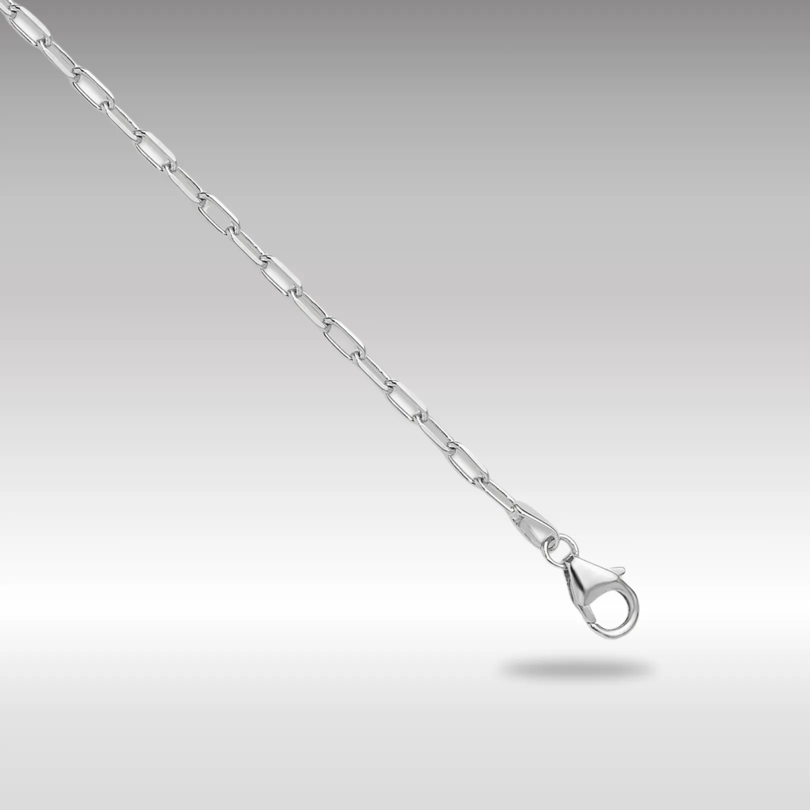 White Gold Leslie's 14k 2.2mm 8 Inches Long Solid Beveled Diamond Cut Paperclip Chain Bracelet Model-7355-8