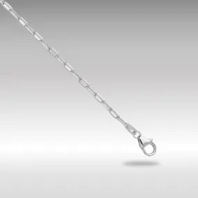 White Gold Leslie's 14k 2.2mm 8 Inches Long Solid Beveled Diamond Cut Paperclip Chain Bracelet Model-7355-8