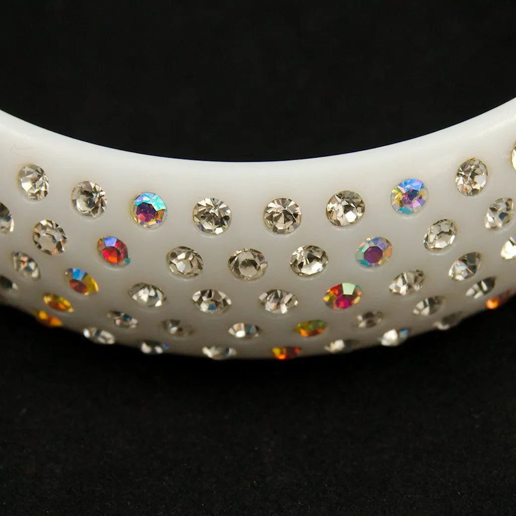 White Rhinestone Retro Bangle