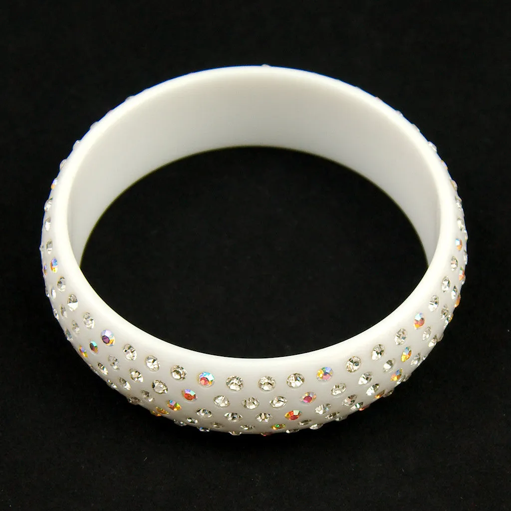 White Rhinestone Retro Bangle