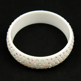 White Rhinestone Retro Bangle