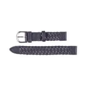 Women's 12mm Italian Black Leather Braided WatchBand
