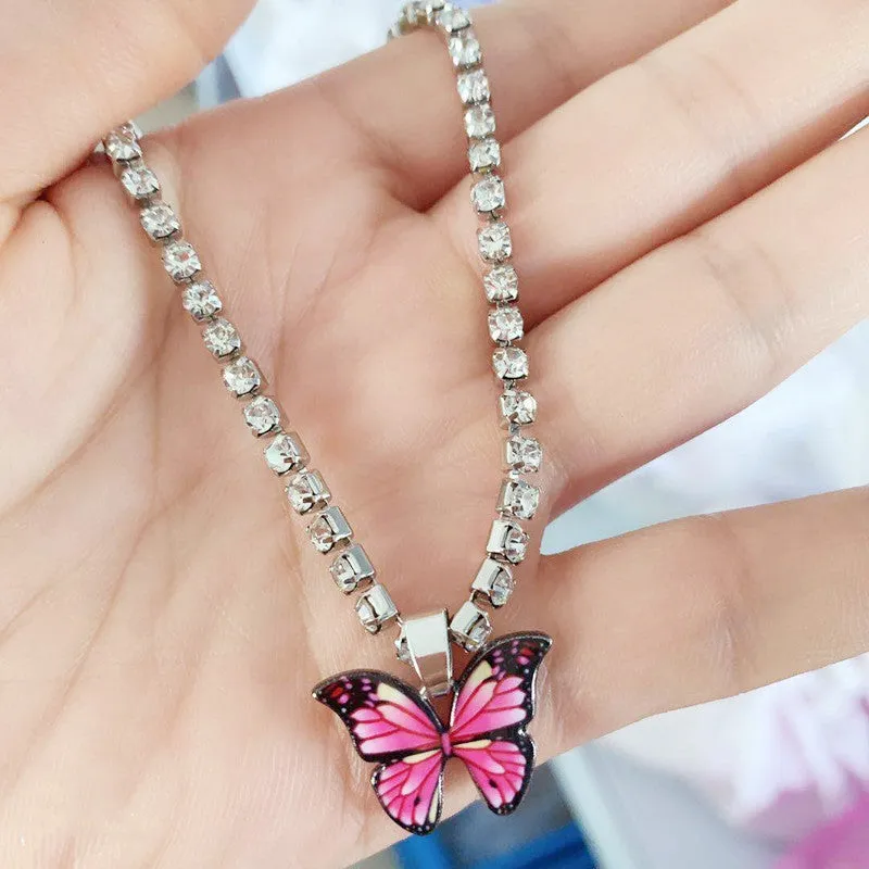 Women's Rhinestone Butterfly Pendant Anklet