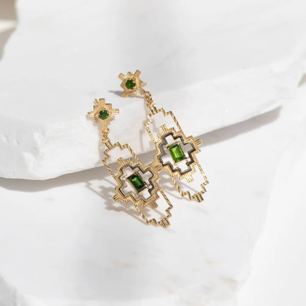 Zoe & Morgan Munay Earrings - Gold Plated & Chrome Diopside